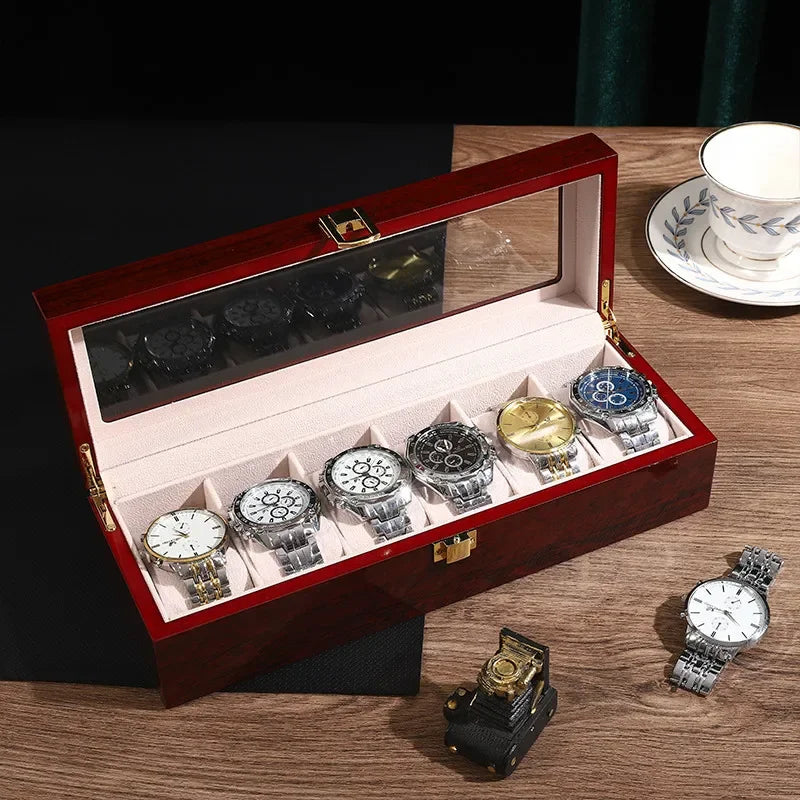 Boîte à Montres en Bois Rouge