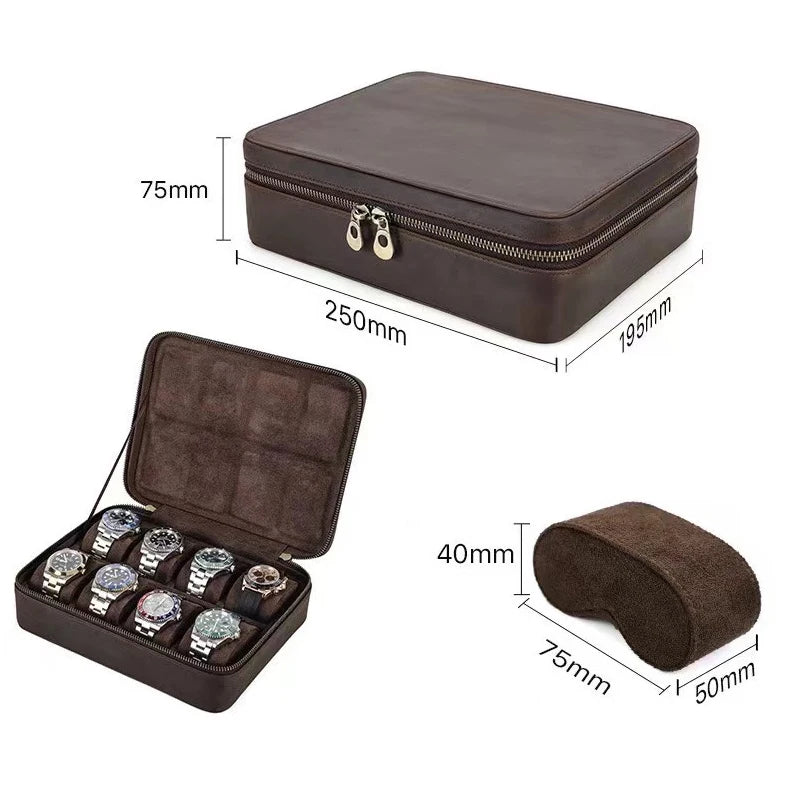 Boite à montre en cuir avec fermeture éclaire